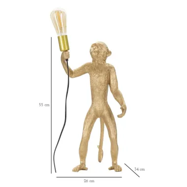 LAMPA STOŁOWA MONKEY ZŁOTA 26X34X55 cm